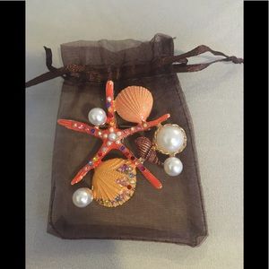 Multi - colored seashell brooch & pendant